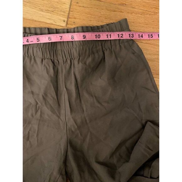 Zara, women's dark green, cropped, pull on elastic waist casual pants size XS - Picture 7 of 9